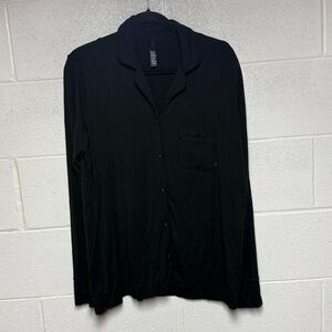 SKIMS Black Button-Up Pajama Top